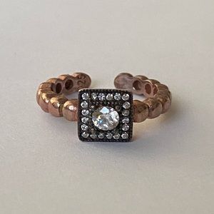 925 Silver size adjustable cz square ring